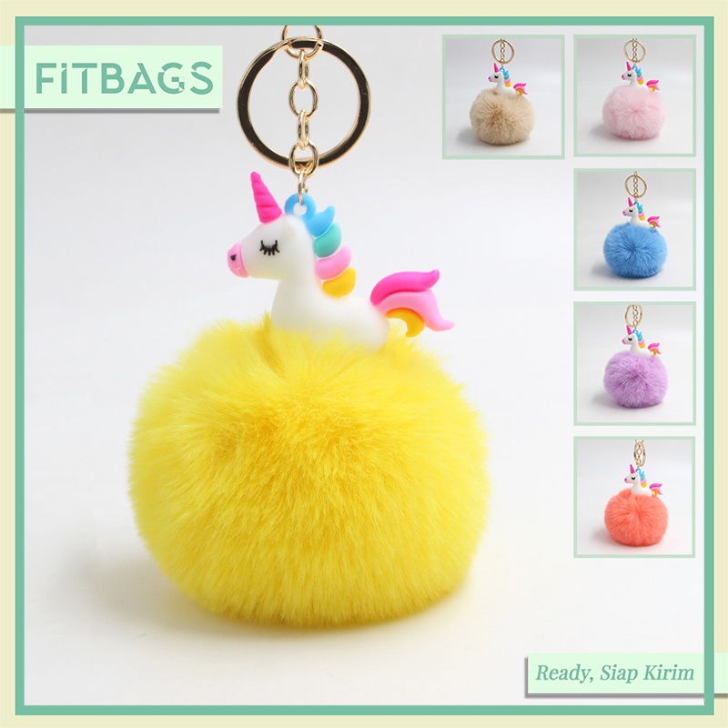 Aksesoris Tas FitBags CC007 - Gantungan Kunci Pom Pom Bulu Mainan Tas