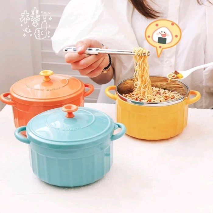 MANGKOK STAINLESS PANCI + TUTUP - MANGKUK MAKAN VINTAGE