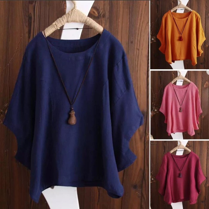 Atasan Wanita Atasan batwing jumbo Navy [Baju Atasan Wanita 0140] SLI Trend Terlaris Gratis Ongkir T