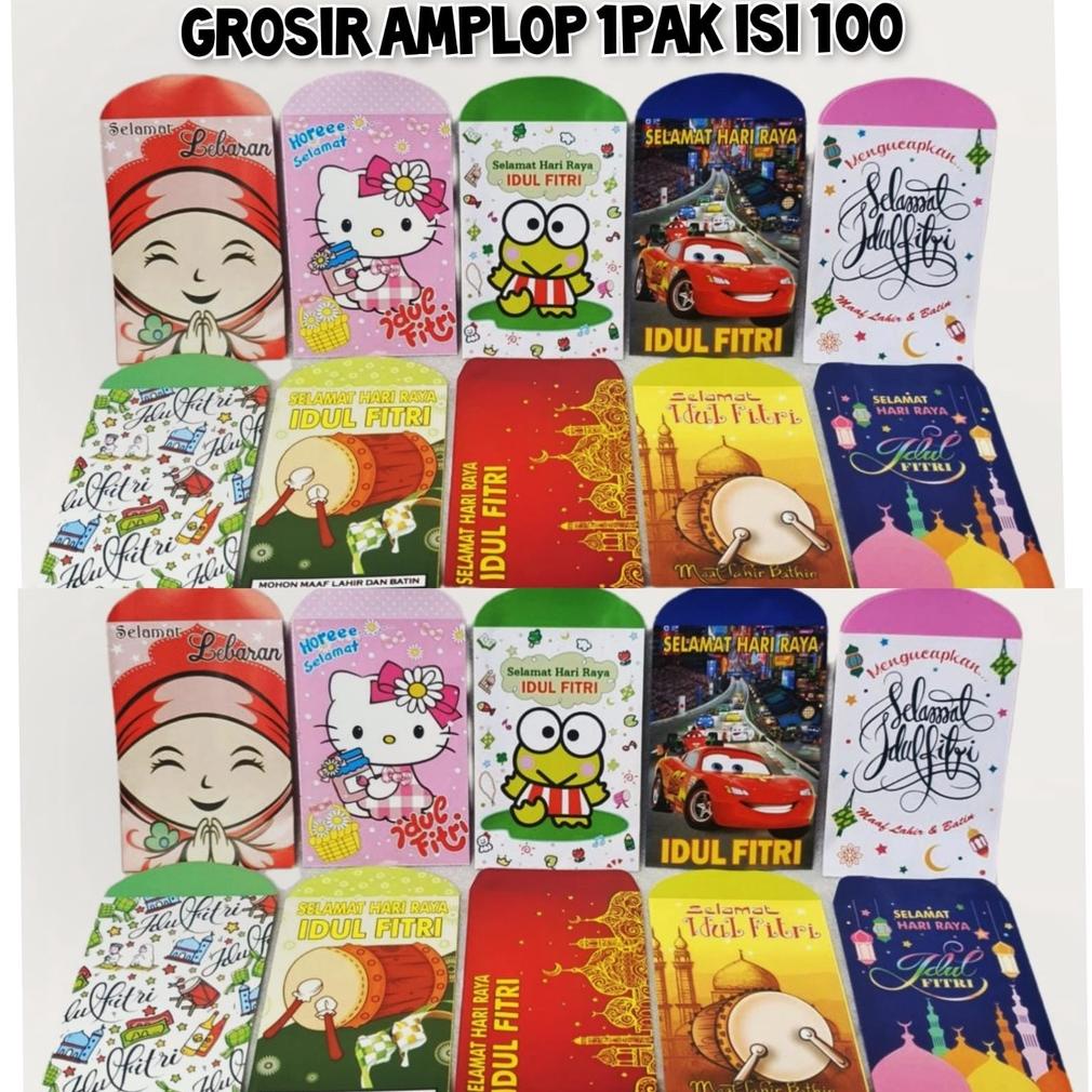 

AMPAU LEBARAN ISI 100 LEMBAR UKURAN M SEDANG KARAKTER LUCU / 1 PAK AMPLOP IDUL FITRI MOTIF TERBARU HARGA MURAH ANGPAU UANG LEBARAN UKURAN M .