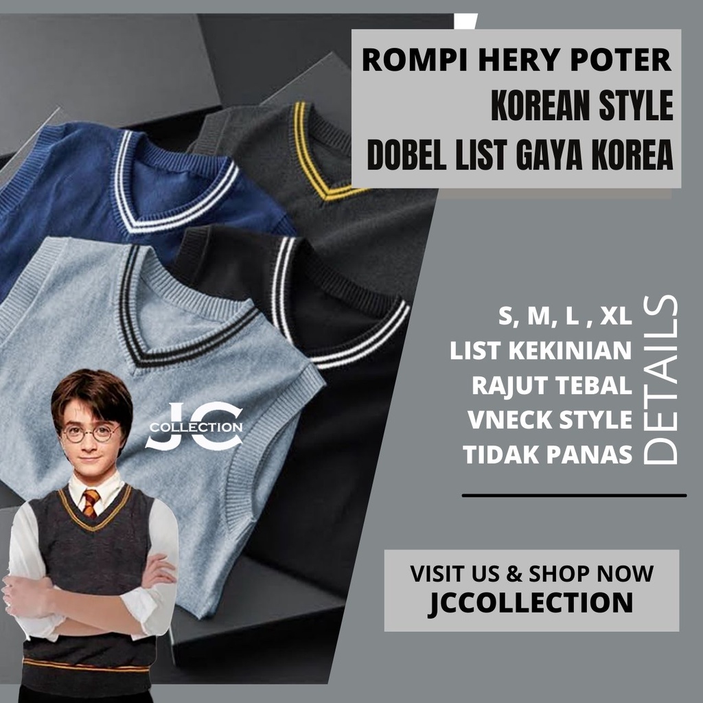 Rompi Korea Rajut Wanita Knit Vest Variasi List dua Herra - JCCollections