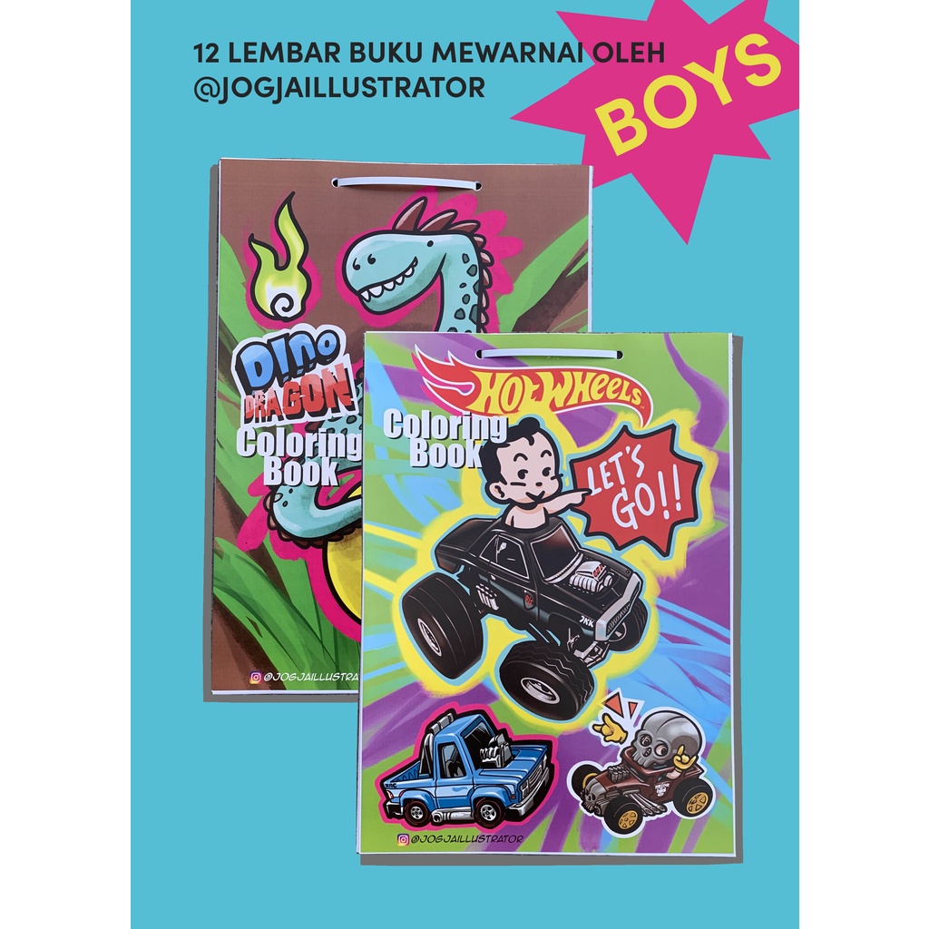 

Buku Mewarnai Dino, Mobil, Hijab girl's