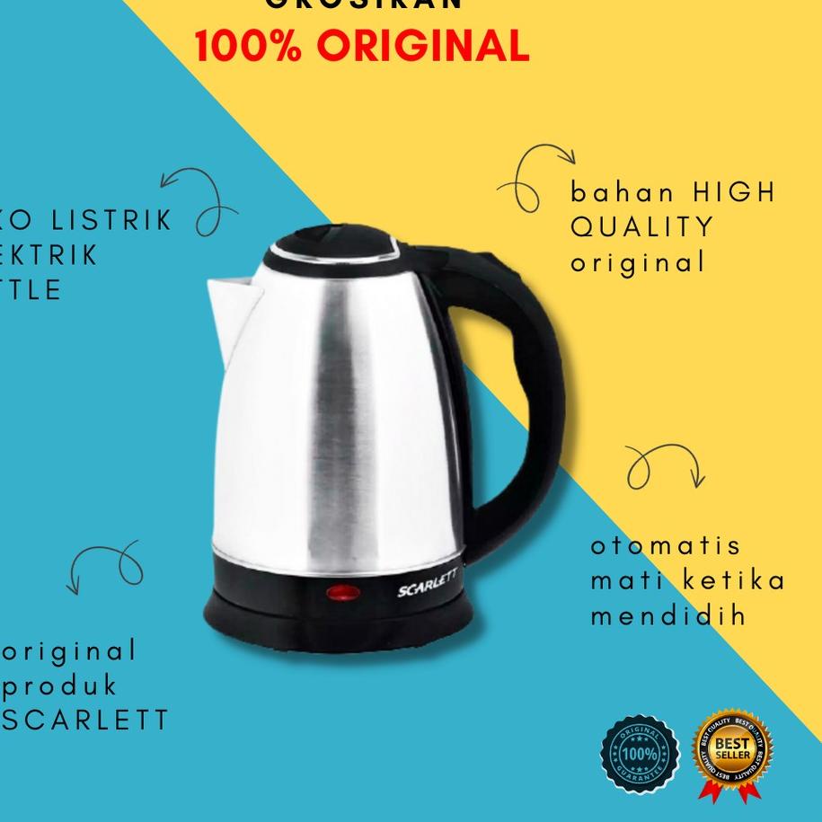 ❀ Teko Listrik Scarlett Alat Rebus Pemanas Air Minum Super Kettle Mini Termurah stainless ceret L4K4
