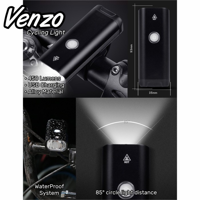 Senter lapu sepeda Venzo Alloy