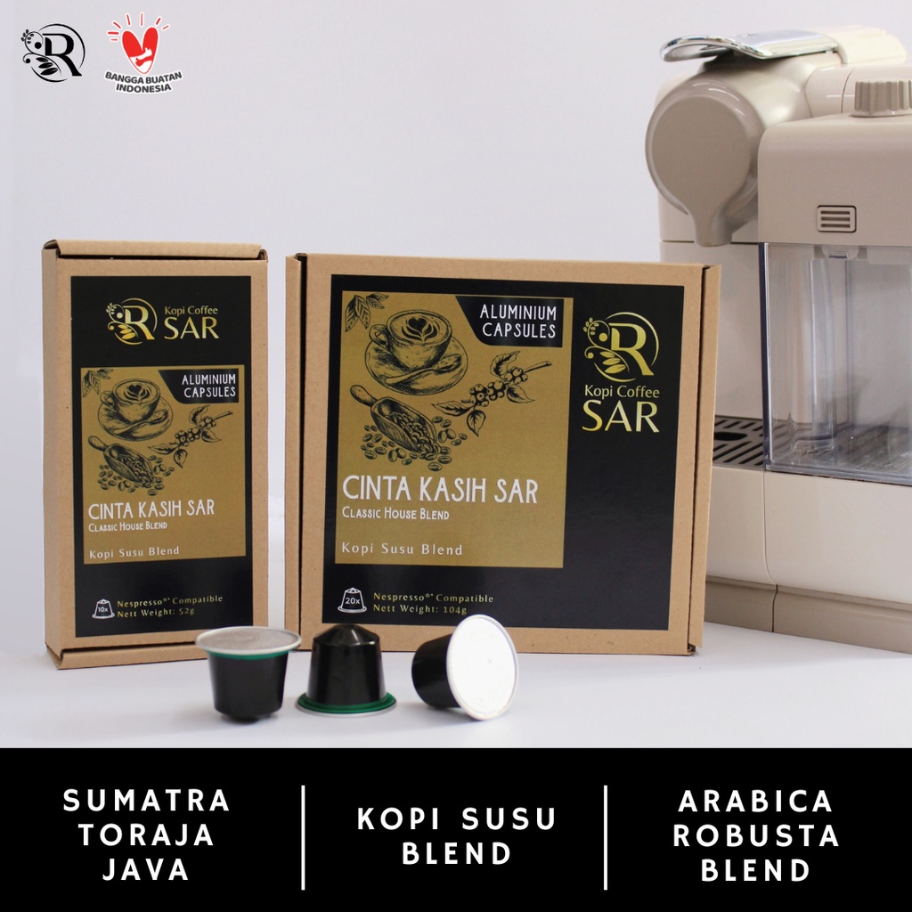 

Cinta Kasih SAR - Classic House Blend Nespresso Compatible Coffee Capsules Kopi Coffee SAR Kopi Kapsul untuk Mesin Nespresso