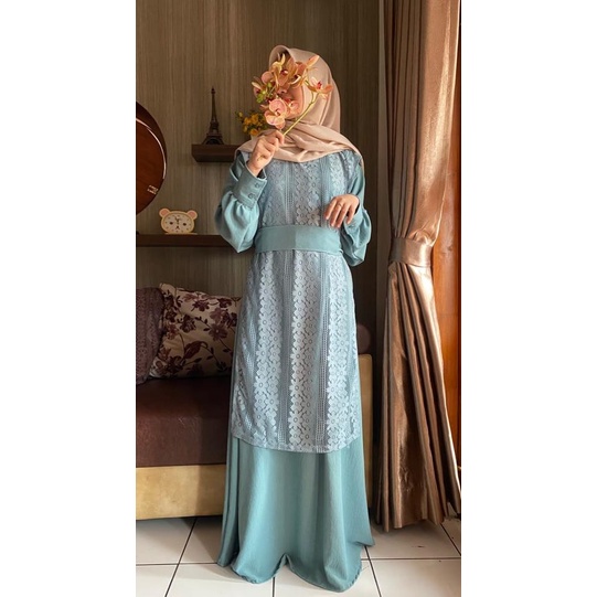 Image of maja dress / dress cerinkel mix berukat premium / baju lebaran / dress kekinian #6