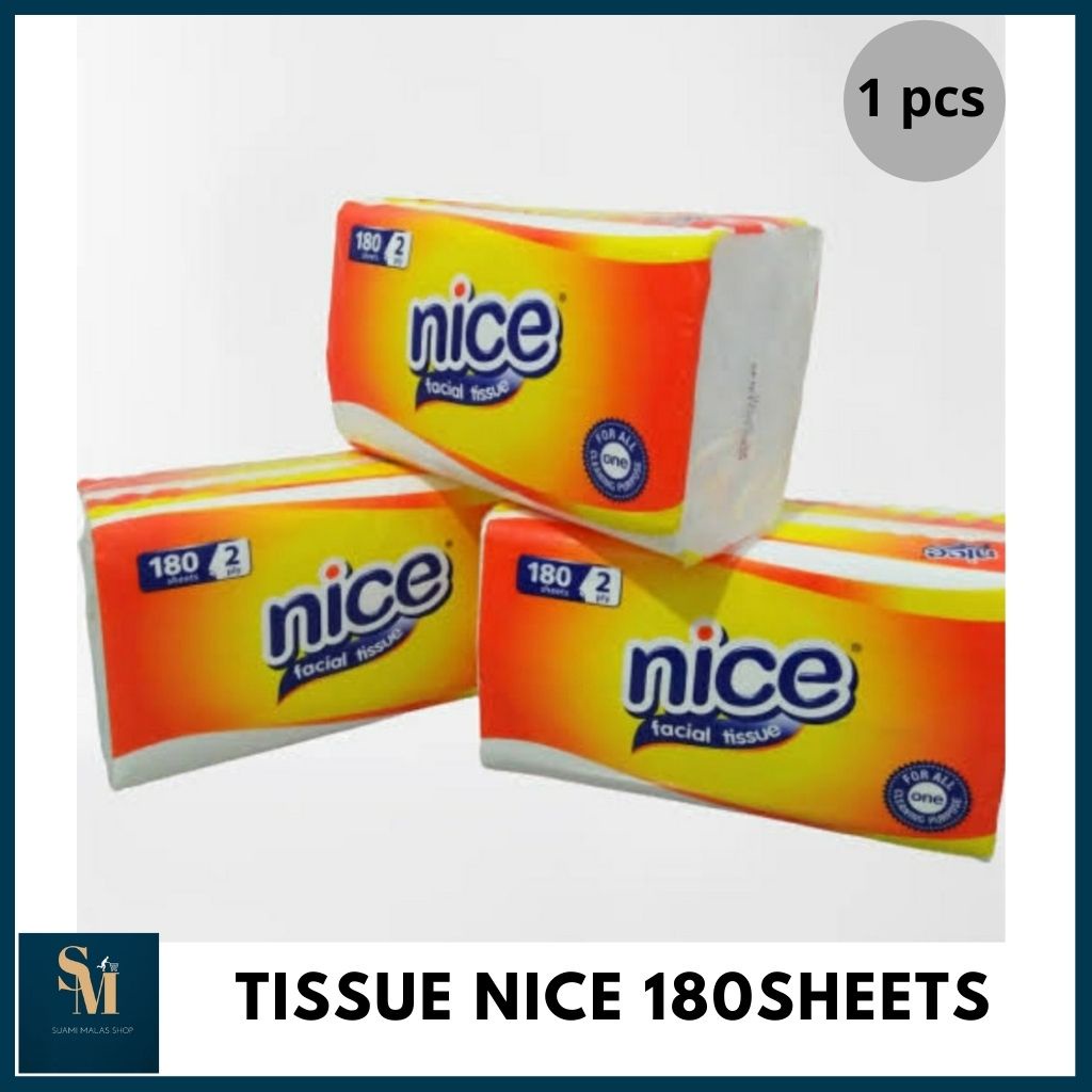 NICE Facial Tissue 180 Sheets 2 Ply / Tisu Tissu Travel Kemasan karton isi 60 pcs