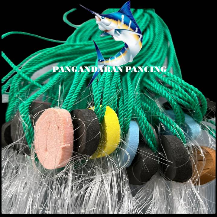 RB Jaring ikan siap pakai 3 lapis tinggi 1,5m panjang 10m Jaring Ikan Bentang