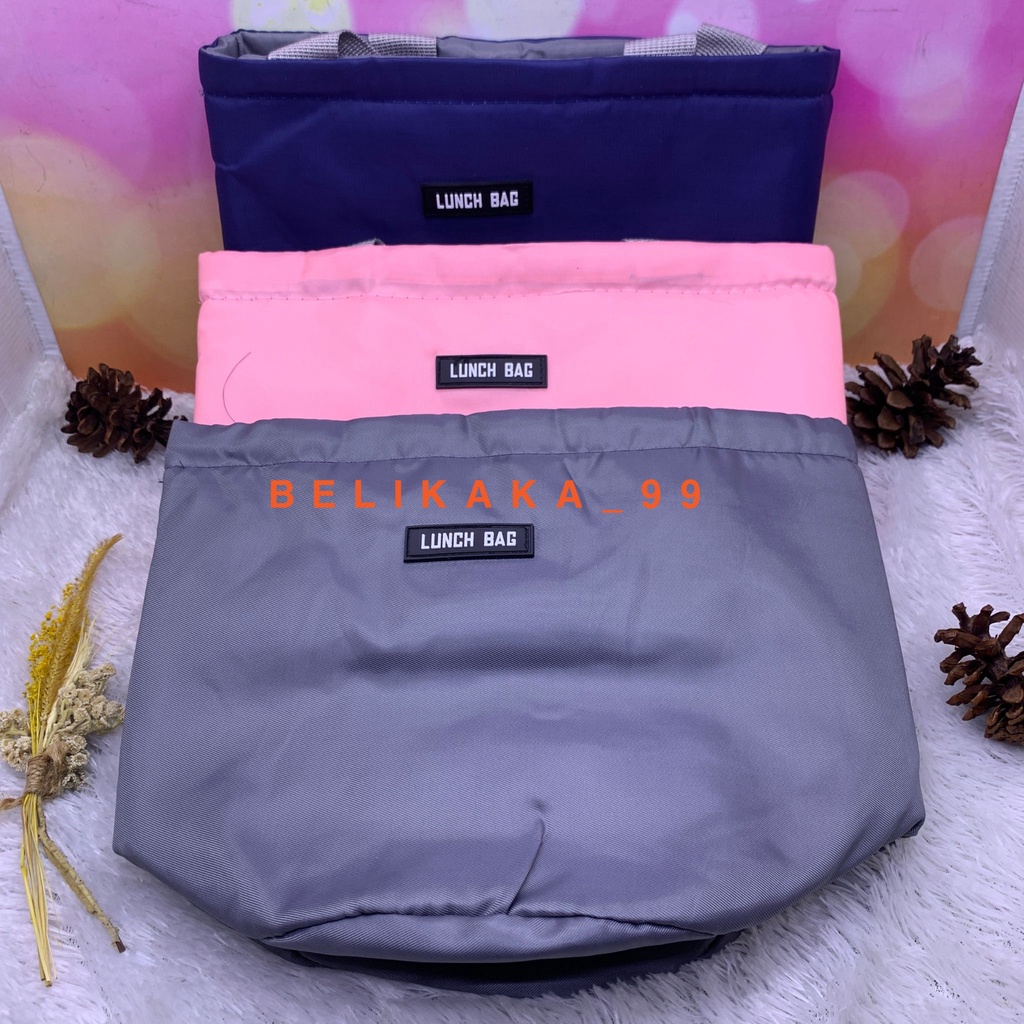 LUNCH BAG SERUT TAS BEKAL MAKAN SIANG SERUT IMPORT WARNA POLOS / TAS BEKAL ANAK REMAJA DEWASA / TAS BEKAL MAKAN / TAS LUNCH BOX POLOS