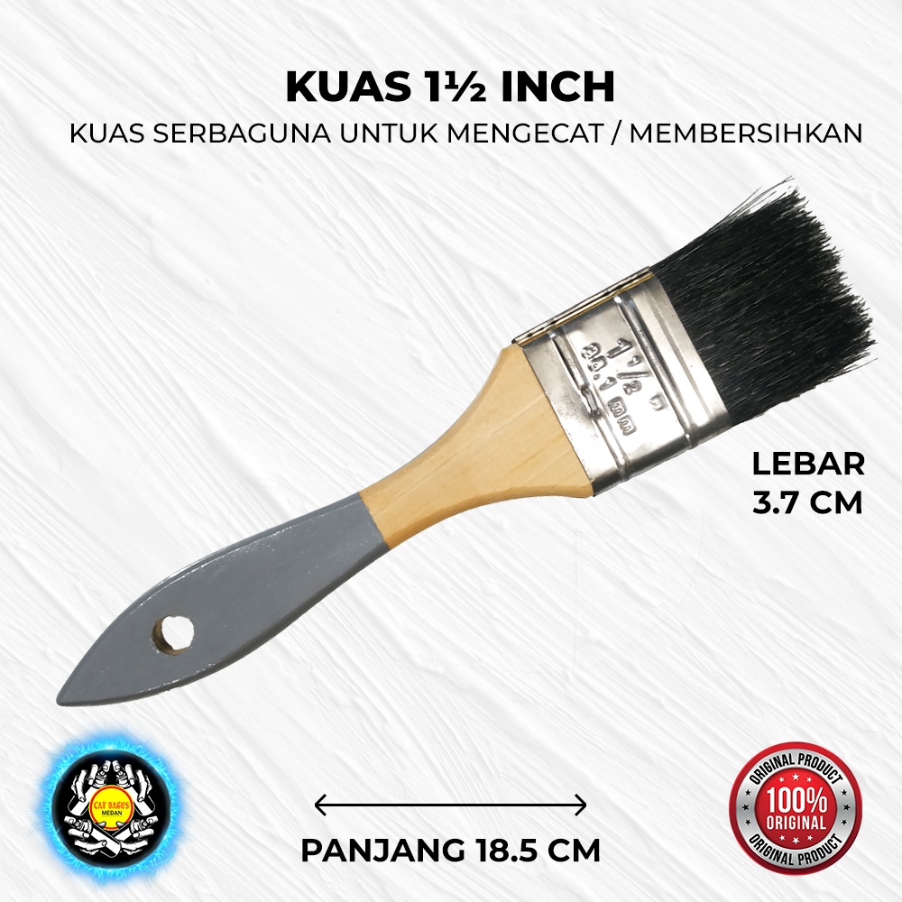 KUAS CAT 1,5" KUAS 1,5 1 1/2 INCH KUAS BULU HITAM 1-1/2 1.5 1.5" 11/2 1½ INCI MURAH TERMURAH DI MEDA