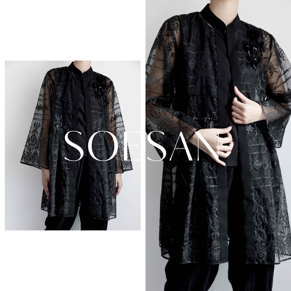 SOESAN - LIANA BLACK - SHORT OUTER 02 - OUTER PENDEK - BAJU LEBARAN - OUTFIT LEBARAN - BAJU  KONDANG