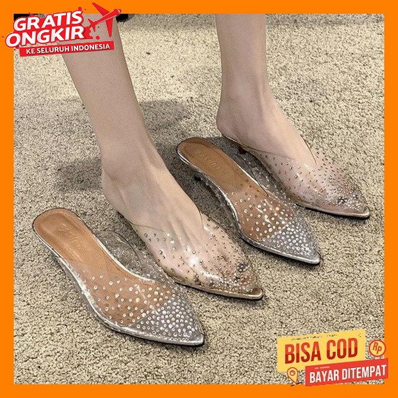 High Heels Wanita Import Pesta 3Cm 7Cm 5Cm Zara Wisuda Hells Hak Tahu Tali Tertutup Sendal Jinjit Ti