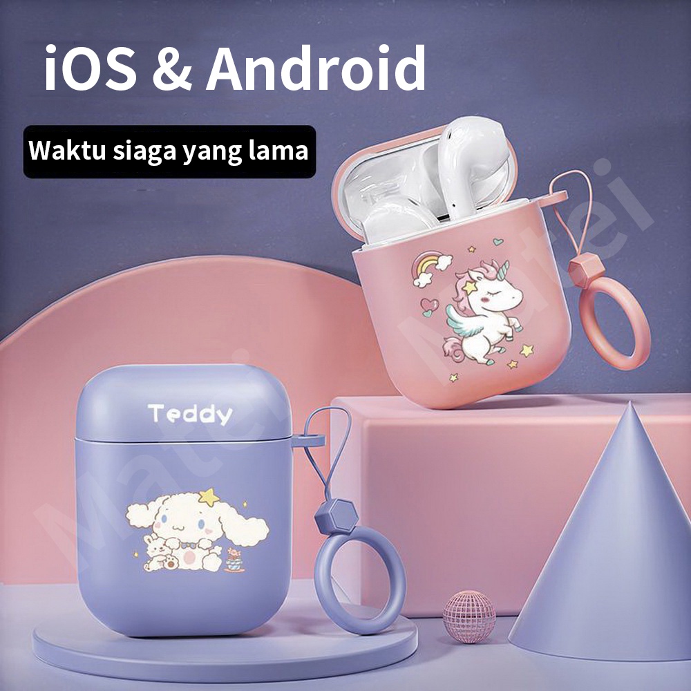 Matei COD Headset Bluetooth Earphone TWS i12 pro Wireless Headset macaron Inpods 12 Dengan Pelindung Kartun Silicone Case Bluetooth 5.0 Gel silika