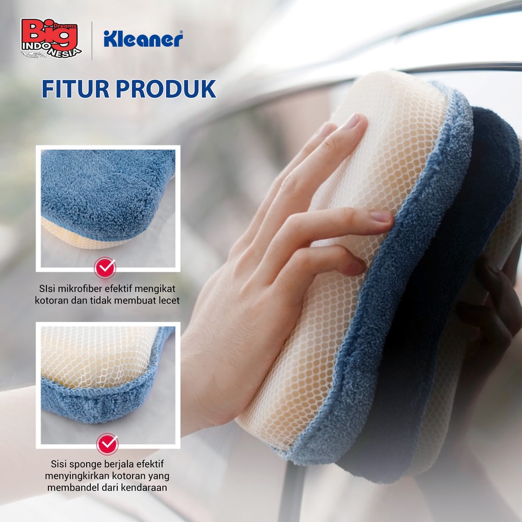 Spons Pembersih Cuci Mobil 1 Pcs Microfiber Sponge Serbaguna Kleaner GSW003