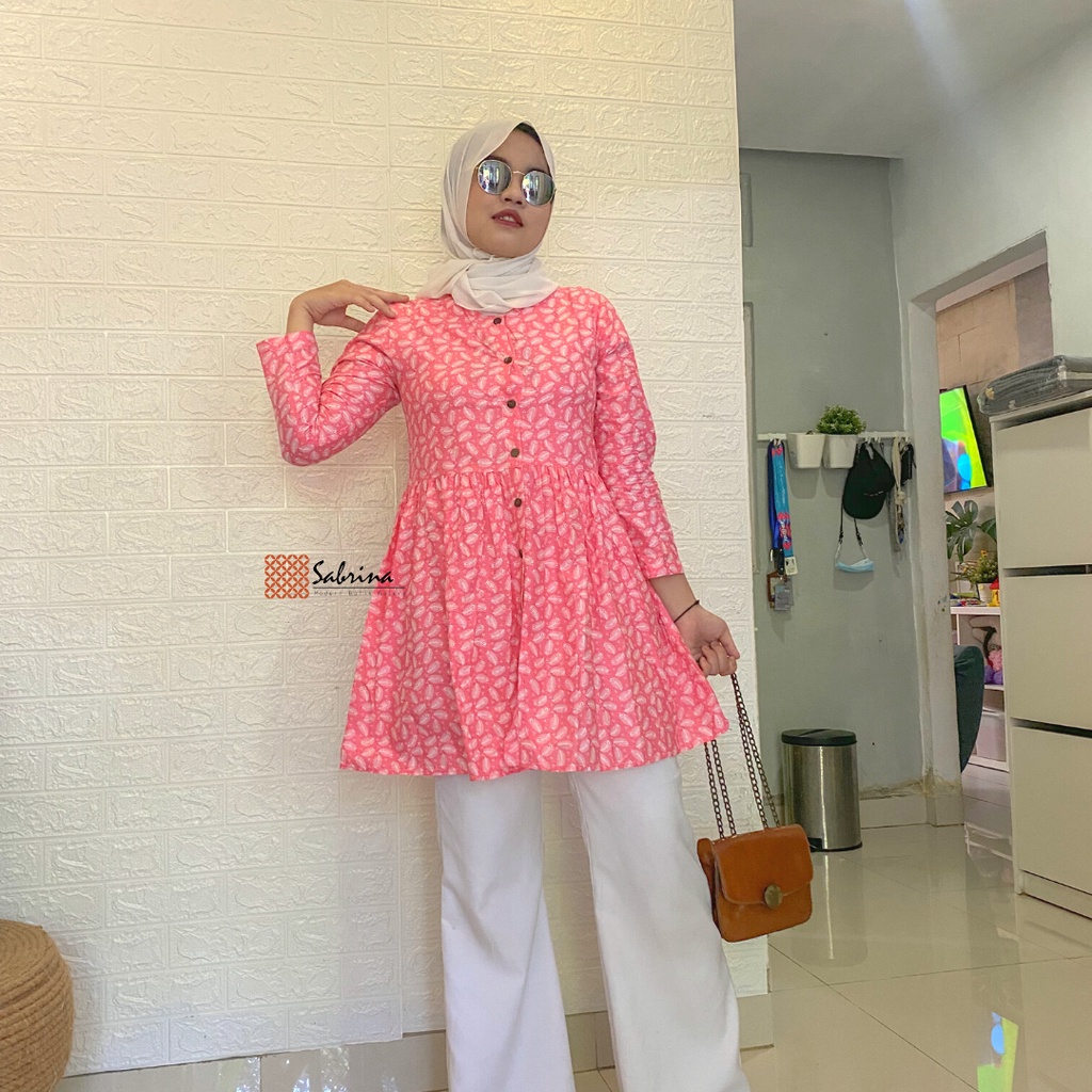 Emily Series Blouse Atasan Batik Wanita Cantik Modern Kekinian Katun Pastel Murah Babydoll Loose