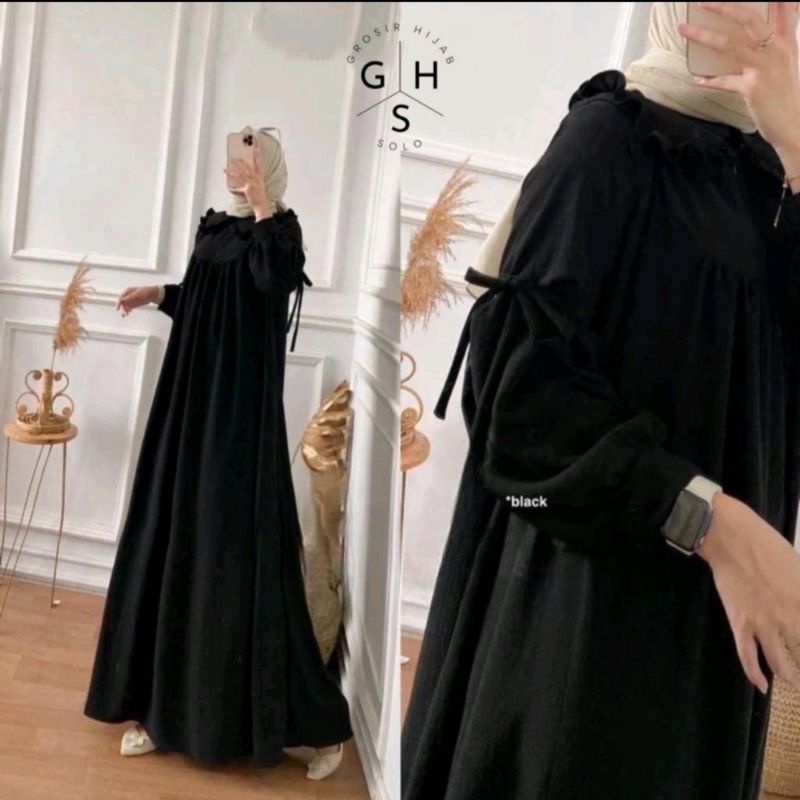 GAMIS YUSRIA OVERSIZE LENGAN BALON BUSUI WANITA CRINKLE AIRFLOW