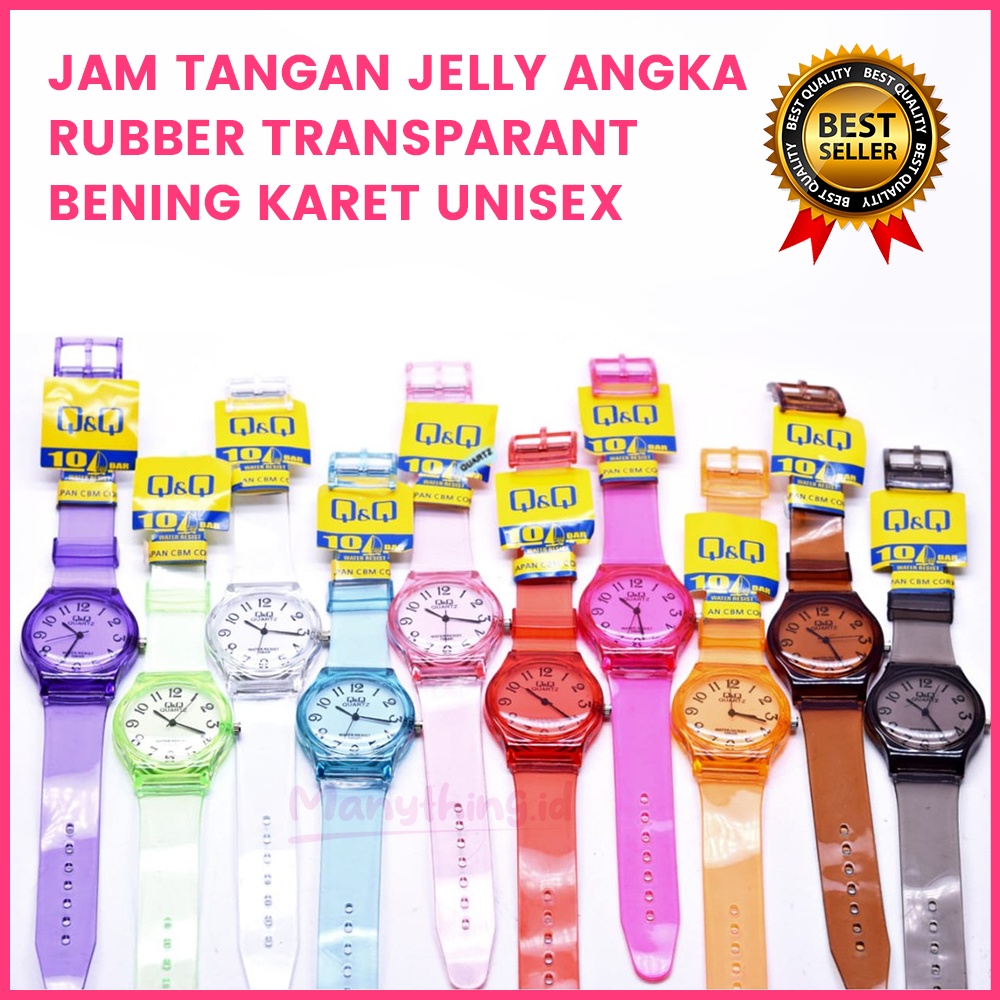 Jam Tangan Jelly Angka Rubber Transparant bening Karet Unisex TERMURAH