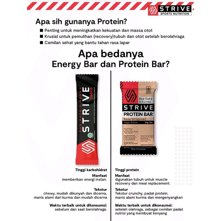 STRIVE Protein Bar Muscle Recovery Meal Cemilan Olahraga Sehat
