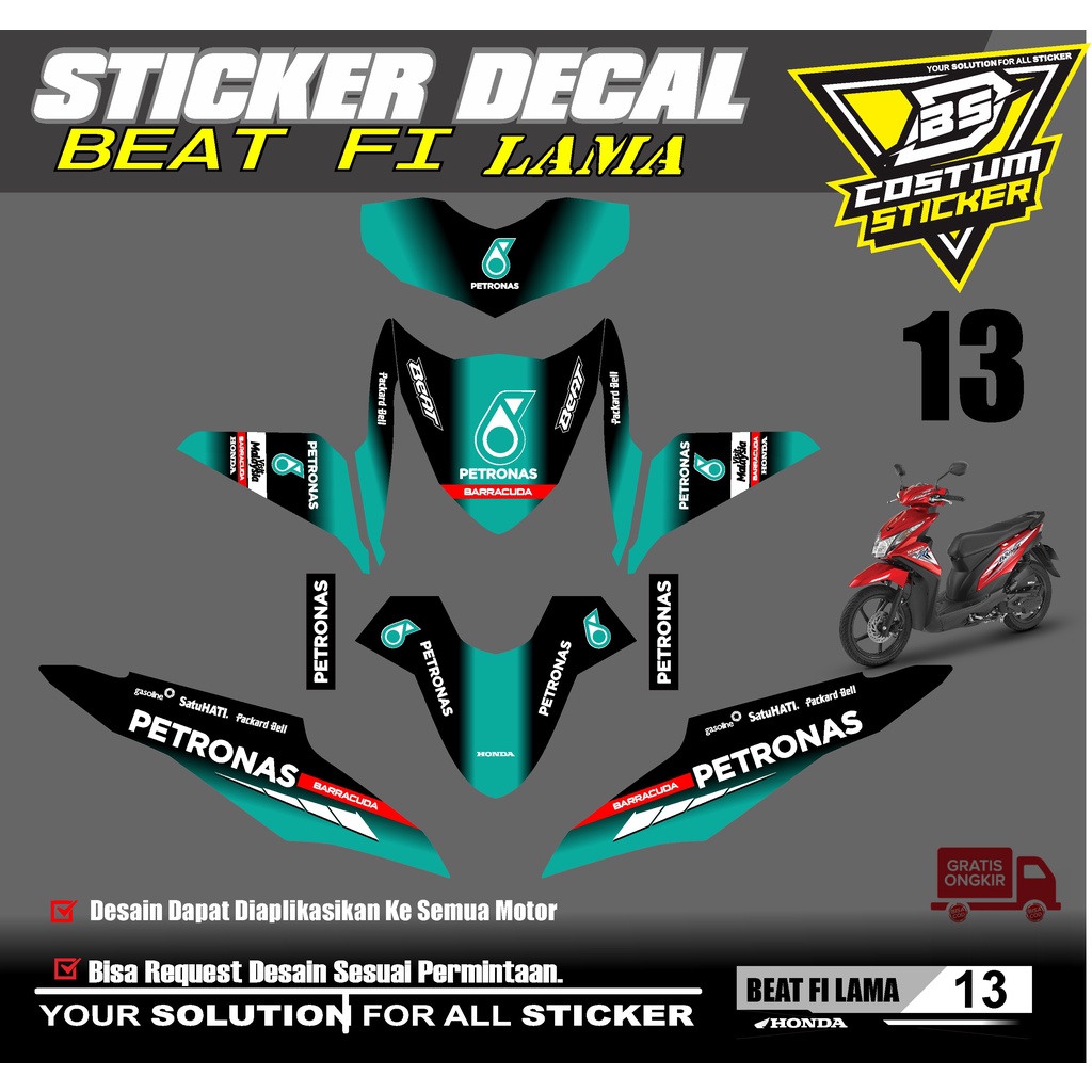DECAL STICKER HONDA BEAT OLD TAHUN 2014/DEKAL STIKER BEAT FI OLD FULLBODY DESAON PETRONAS
