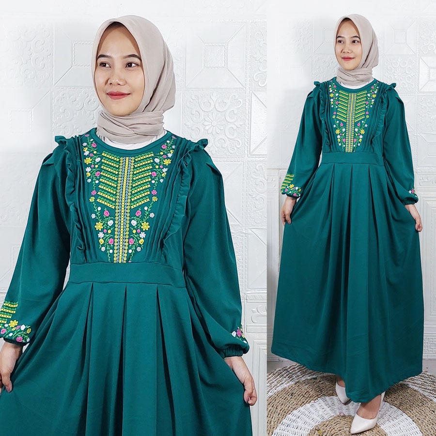CARLINA GAMIS KHASANA RUBY CERUTY MAXY BABYDOLL DRESS PANJANG WANITA