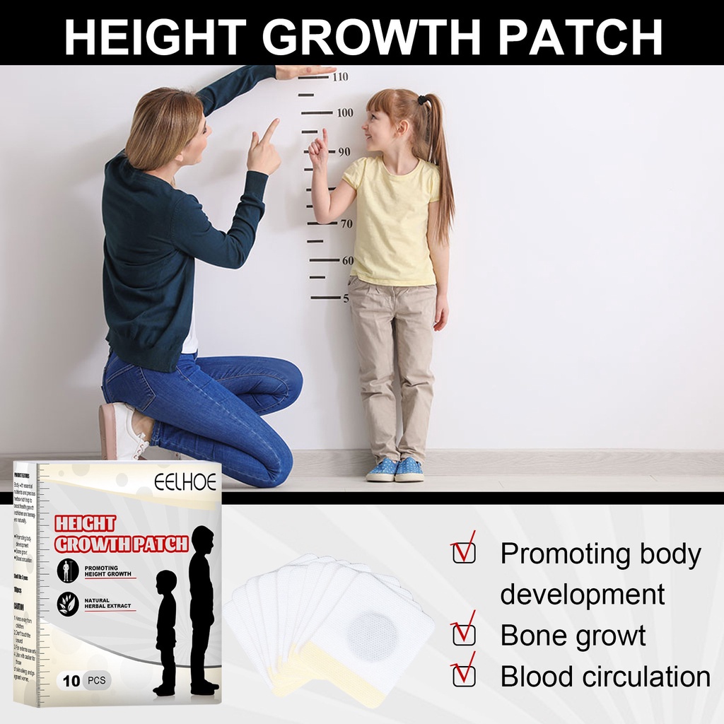 EELHOE Height Growth Patch Peninggi Koyo Badan Obat Cina Foot Patch Height Up 10pcs / Penambah Tinggi Badan Super Cepat Asli 100% (AMPUH TERBUKTI CEPAT MENINGGIKAN)