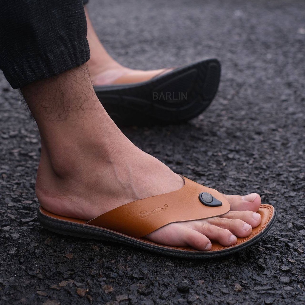 Fatimahshoes Sandal Kulit Jepit Tarumpah Kasual Formal Pria