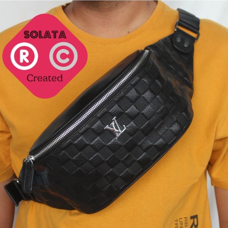 tas slempang kulit asli pria - waistbag pria asli - tas bahu pria