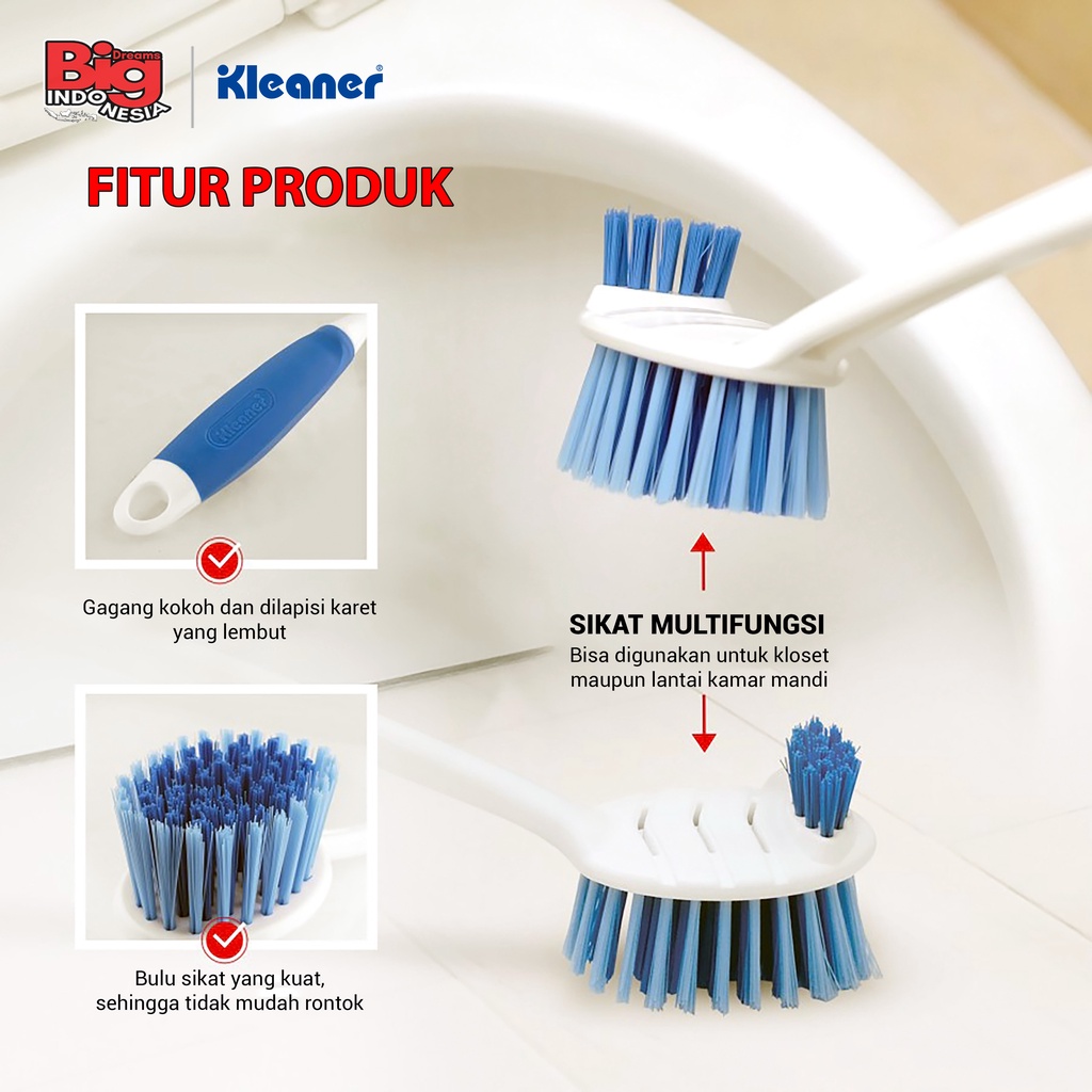 Sikat Kloset Gagang Panjang Karet Lembut Bathroom Brush 45 Cm Pembersih Kamar Mandi Serbaguna Kleaner K19011