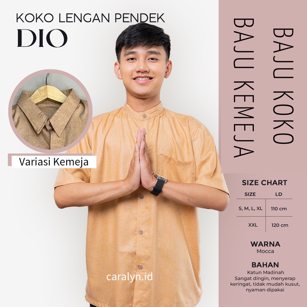 BAJU KEMEJA PRIA DEWASA KASUAL LENGAN PENDEK KOKO KATUN ALLSIZE DAN JUMBO DIO