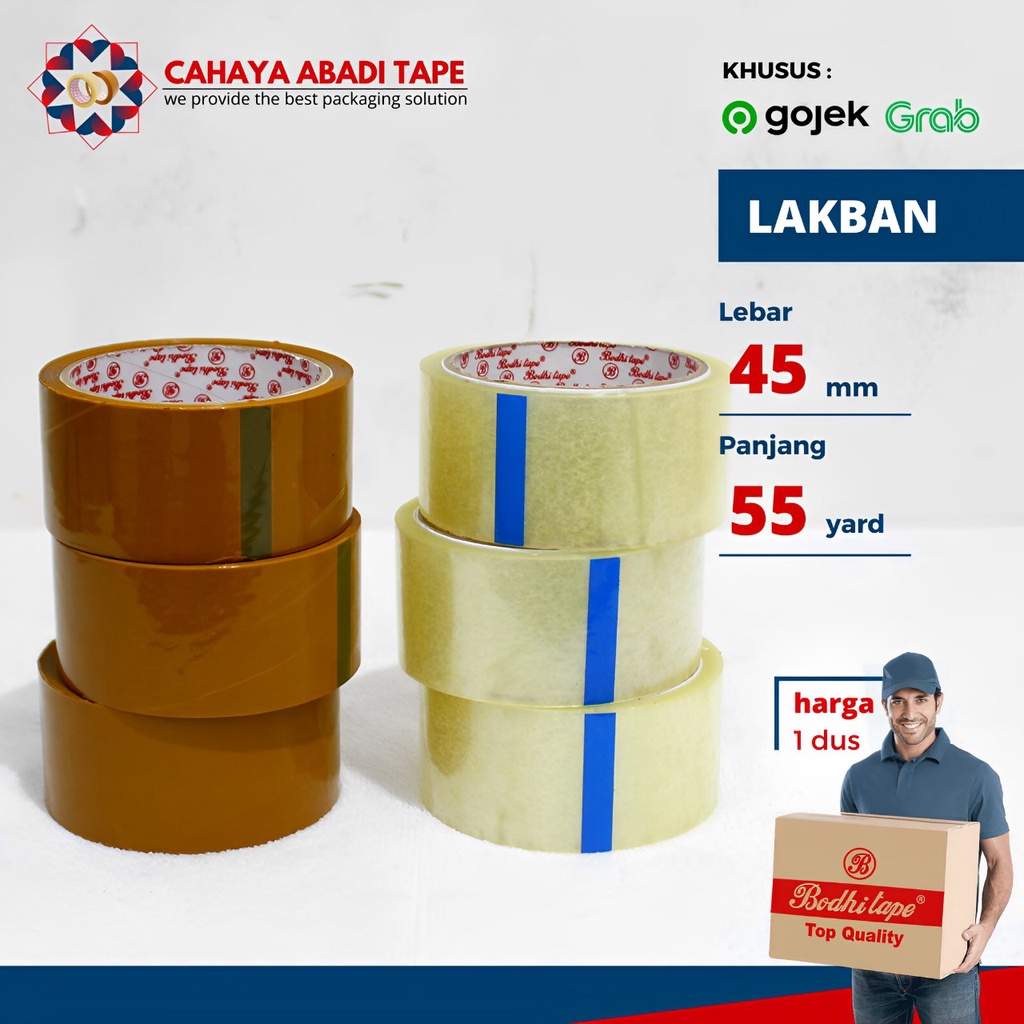 

LAKBAN BENING COKLAT 45MM X 55 YARD PER DUS KHUSUS GOJEK/GRAB TERMURAH REKAT KUAT