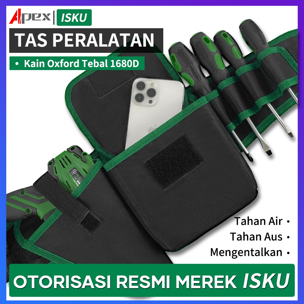 ISKU Tas Pinggang Perkakas 7 Slots/Tas Pinggang Peralatan Tool Bag Tas Pinggang Alat Bengkel