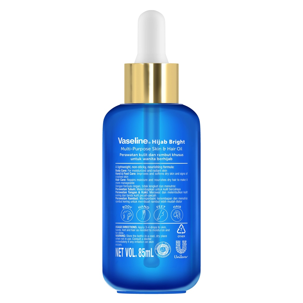Vaseline Hijab Bright Multi-Purpose Skin &amp; Hair Light Dry Oil 6 Nourishing Oils