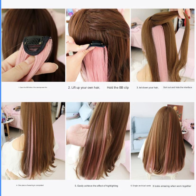 Wig Rambut Palsu Panjang Lurus Straight Layer Wave Curly Ombre Hair Clip Highlight Clip Korea BLACKPINK