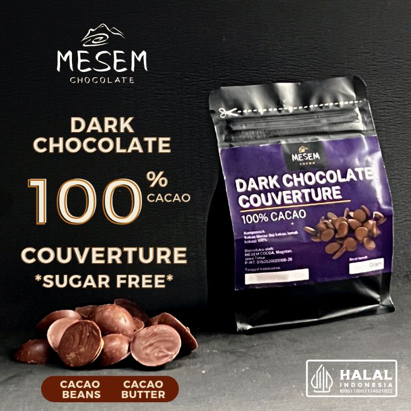 

Sugar Free Dark Coklat Couverture 100% Kakao 100gram | MESEM Couverture 100% Cacao Murni Tanpa Gula | Dark Chocolate