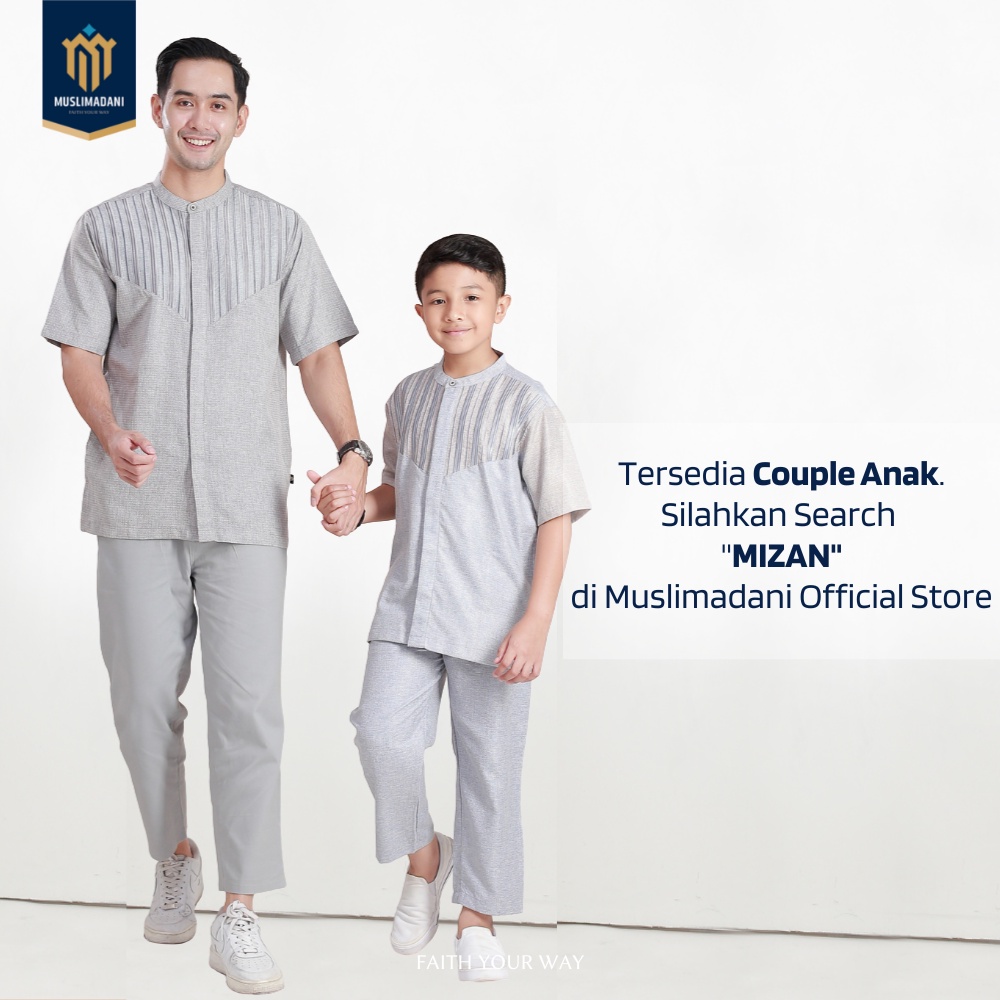 Muslimadani Baju Koko MIZAN Kemko Dewasa Lengan Pendek Baju Muslim Kemeja Koko Pria Bordir-7