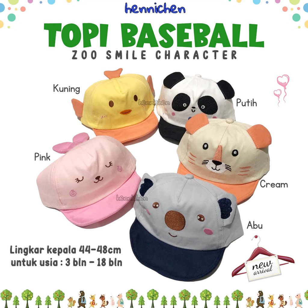 TOPI ANAK ZOO SMILE CHARACTER TOPI ANAK UNISEX TOPI IMPORT CNA