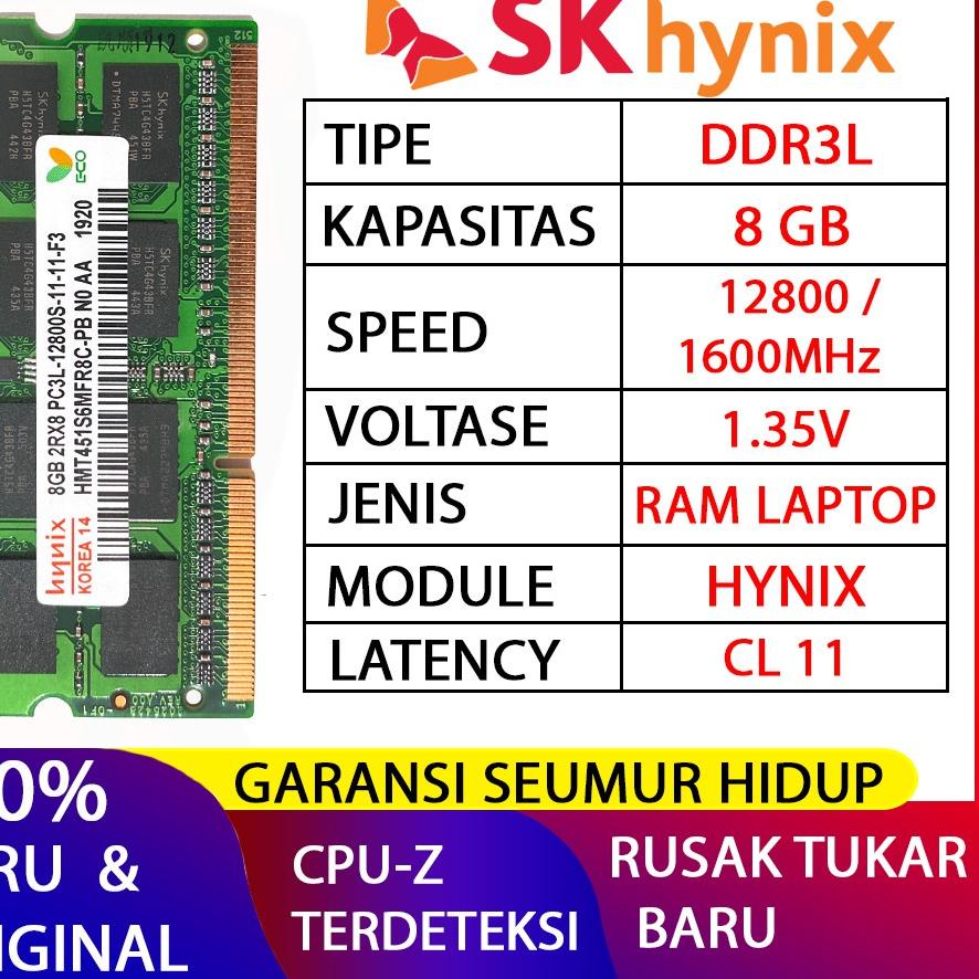 ♬ RAM HYNIX DDR3L 8GB 1600MHZ  ORI RAM LAPTOP DDR3 RAM NB DDR3 ✤