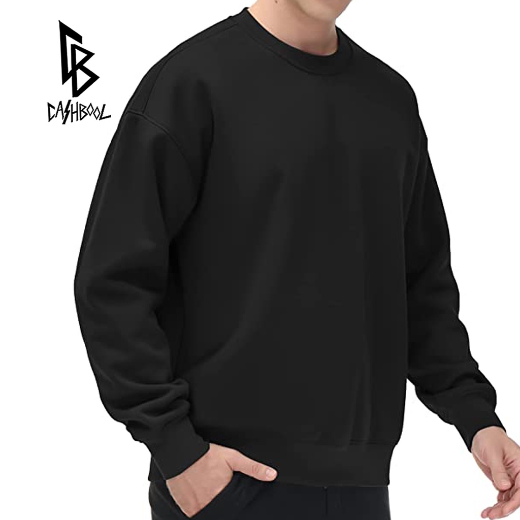 CASHBOOL Crewneck Basic Oversize Tebal Polos Size M - XXL ( Pria &amp; Wanita )