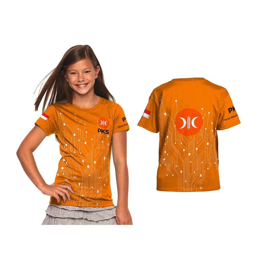 T-shirt wanita kaos polo baju PKS anak/dewsa Fullprint 3D terbaru