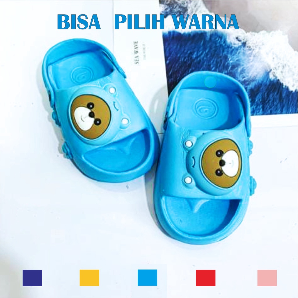 SANDAL MOTIF  BEAR UNISEX    BERBAHAN KARET FUULL JELLY - BEST SELLER