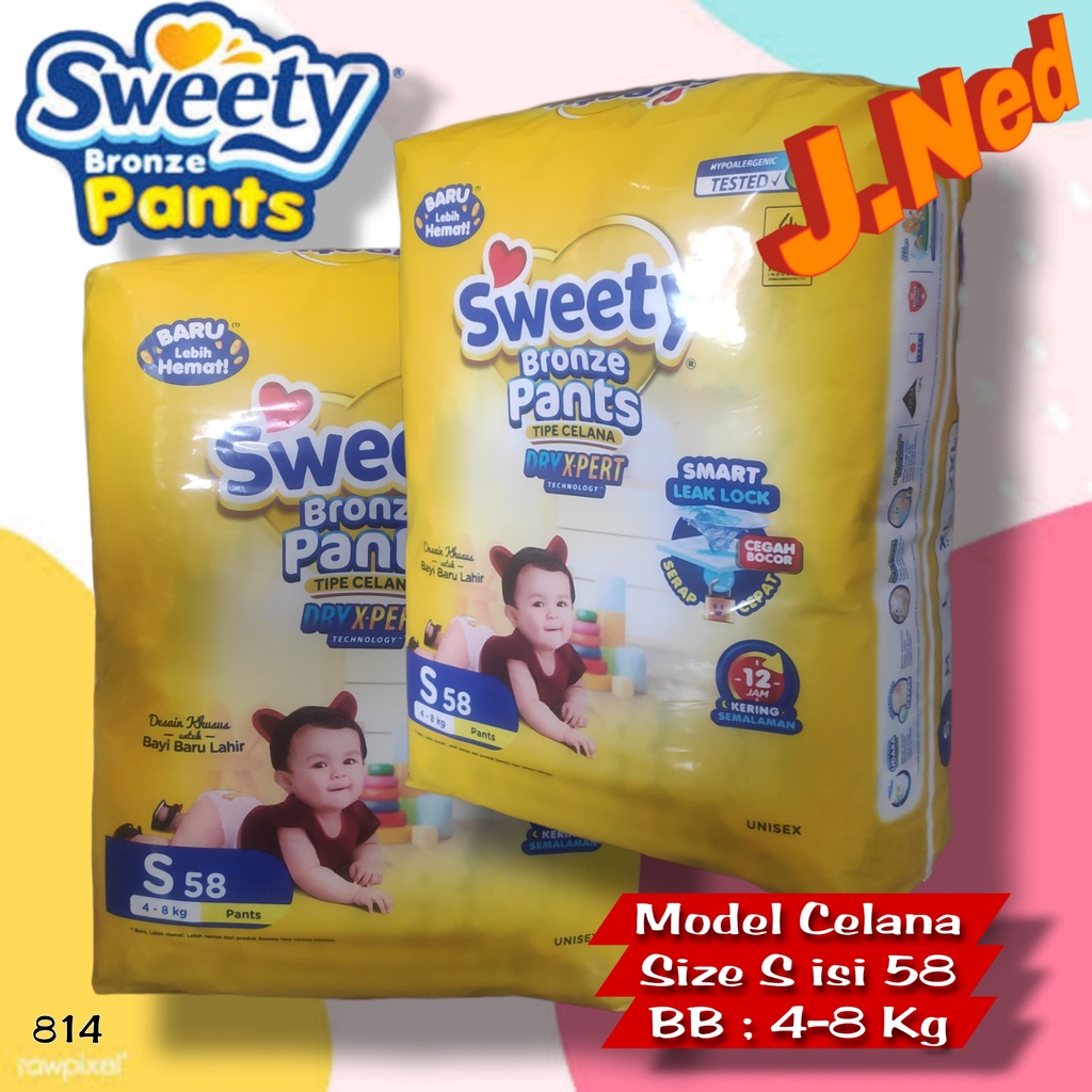 J814 ( S 58 PCS ) POPOK BAYI SWEETY PANTS BRONZE