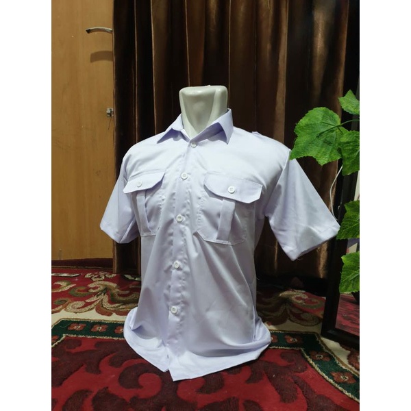 BAJU PDH PRIA  PUTIH PNS/ASN PRIA BAHAN DRIL SAKU 2 LENGAN PENDEK DAN PANJANG