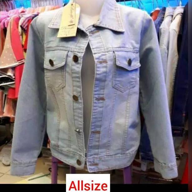 MENARIK JAKET JEANS WANITA BIRU MUDA JAKET WANITA DENIM L XXL OVERSIZE JUMBO JAKET TEBAL JAKET CEWEK
