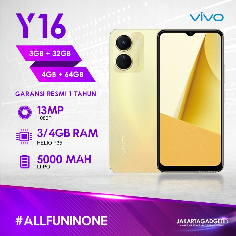 Vivo Y16 4GB+64GB 4GB+128GB Garansi Resmi Vivo 1 Tahun