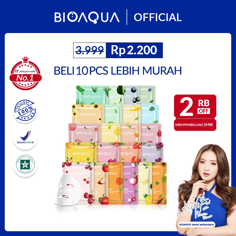COD GROSIR TERMURAH READY Masker 100% Original BPOM BIOAQUA Sheet Mask Hydrating Essence Face Mask/N