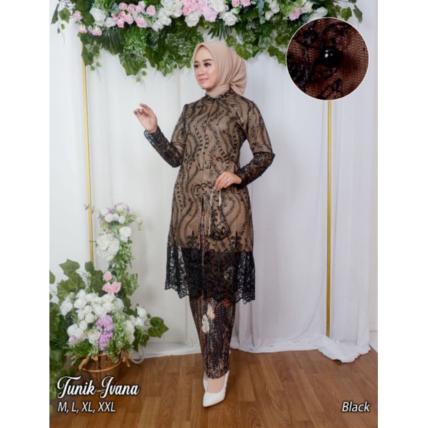 Set Kebaya Tunik Ivana Busui Frendly Terbaru / Set Tunik Wanita / Stelan kebaya kondangan / Kebaya Brokat / Set Kebaya Modern / Tunik Busui / Kebaya Modern / Kebaya Pesta