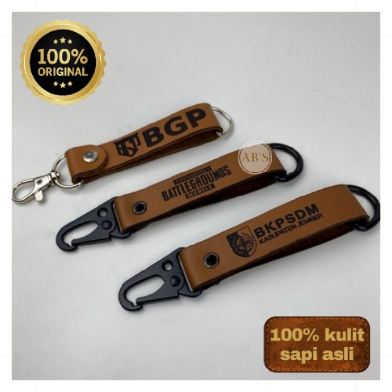 GANTUNGAN KUNCI CUSTOM Ganci Kulit Sapi Asli Premium Gratis Grafir Nama untuk Motor Mobil Tas Leathe
