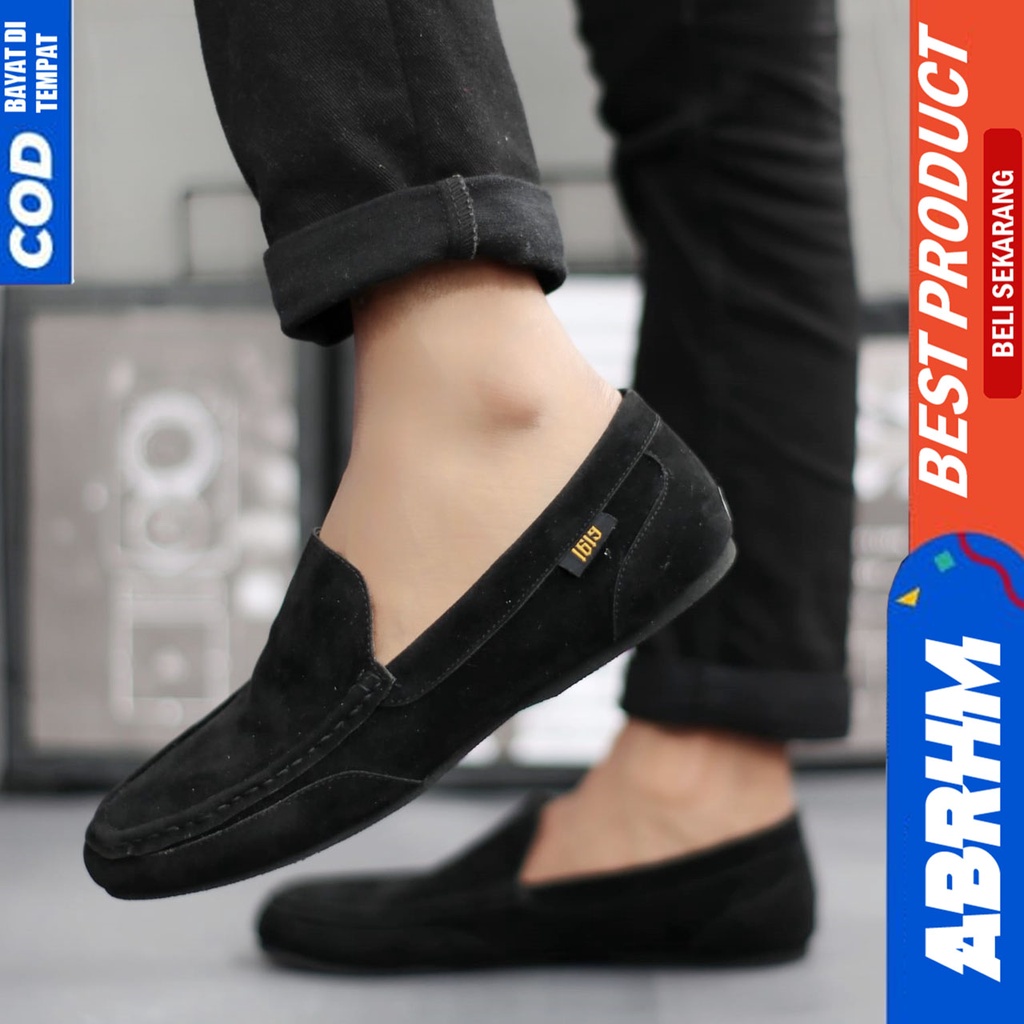 MODNEK Sepatu Slip On pria Kulit Sintetis Sepatu Pria Casual Anti Slip Cowok