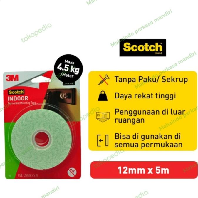 

3M Double Tape Mounting Cat 110 Blister 12mm x 5m - Perekat indoor ram01