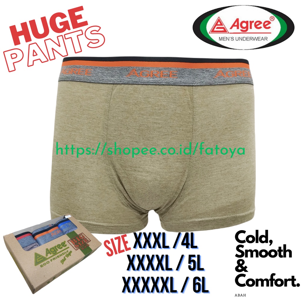 AGREE 3 Pcs Celana Dalam Pria Boxer Extra Large Big Size Jumbo XXXL/XXXXL/XXXXXL
